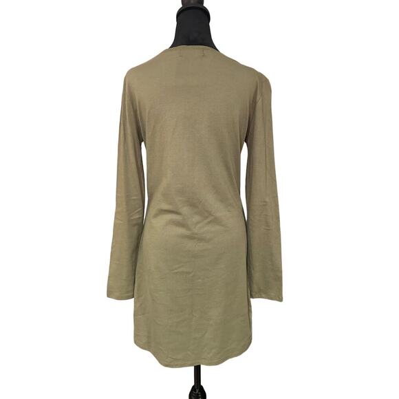 n:p x n:PHILANTROPHY Sz S Francis Tee Dress Long Sleeve Olive Green mini bodycon - Picture 3 of 9